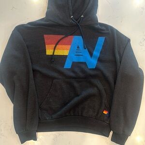 AVIATOR NATION worn once, logo pullover relaxed hoodie – charcoal, Size XS